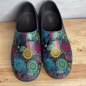 Crocs Floral Design Dual Comfort Neria Pro Slip Resistant Clog Women Size 10